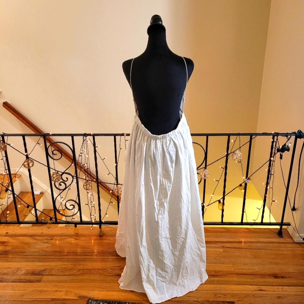 NWT Commense Backless Pleated Deep V-Neck Dress -gorgeous! Size Large ❤️ - Picture 8 of 14